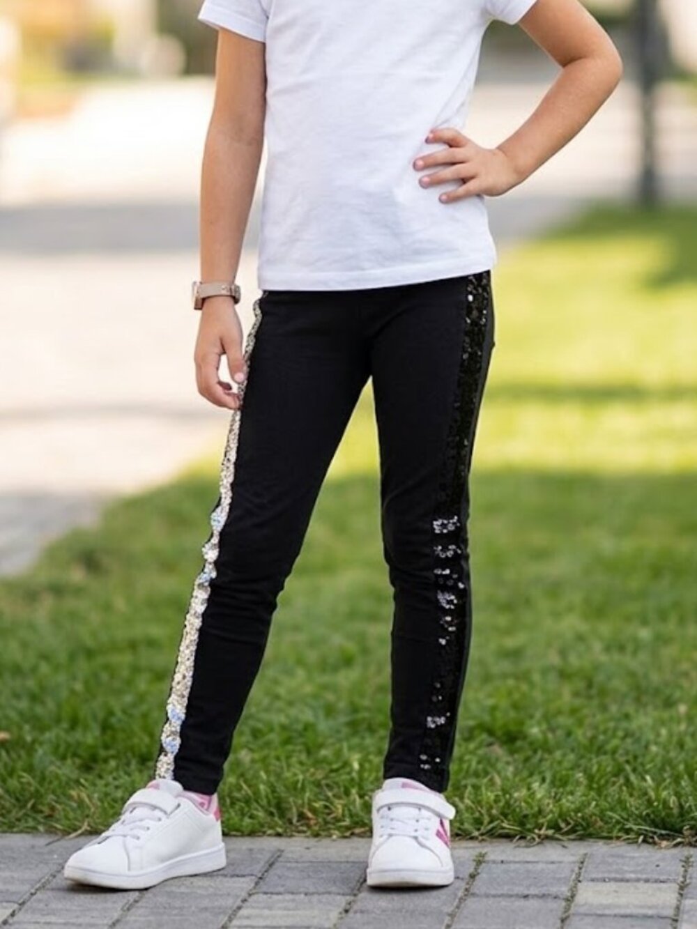 🐲3 FOR $9🦄 ZARA full length long Flip Sequins Pull On Elastic Leggings Pants 7